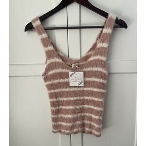 Hem & Thread fuzzy crop tank top size M striped NWT